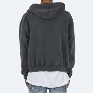 Sweat à capuche d'hiver personnalisé par le fabricant, haute qualité, style streetwear vieilli, DTG, délavé à la pierre, avec patch, 100% coton, zippé, coupe classique - Product Image 2