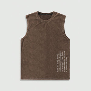 High Street Washed Camiseta sin mangas Hip Hop Casual Recorte Chaleco Streetwear Camiseta sin mangas para hombres - Product Image 1