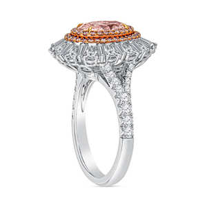 ชุดแหวนหมั้นเพชรสองชั้นทรงรีแบบพรีเมี่ยมสีชมพูประดับเพชรวงแหวนคู่สีทอง6Ct เพชรโมอิสซาไนต์10K เครื่องประดับงานแต่ง - Product Image 6