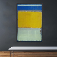 Impression sur toile de Mark Rothko : Art abstrait expressionniste bleu et jaune, toile encadrée noire