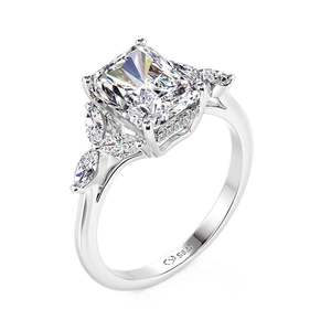 Jeulia Leaf <b>Petal</b> Radiant Cut Engagement Ring in Pave Setting - Product Image 2