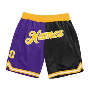 Industrie Direct Engro Sportswear Basketball Shorts Personnalisé Violet Or-Noir Authentique Throwback Split Fashion Basketball Shorts - Product Image 1