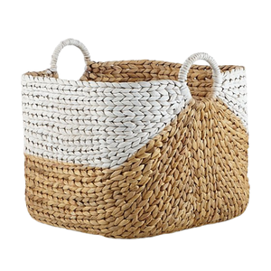 New Style Hand-<b>Woven</b> Natural Water Hyacinth Square Organizer <b>Baskets</b> Nordic Style Wholesale Price <b>Laundry</b> Storage <b>Basket</b> - Product Image 2