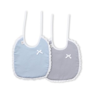 Lot de 2 bavoirs en tissu 100% coton gris et bleu pour bébés et enfants - Product Image 1