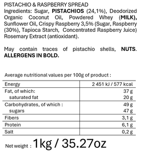 Pistaches Toquees Crema Artesanal Francesa de Pistacho y Frambuesa de Alta Calidad 1KG Natural Sin Aceite de Palma Sin Aditivos - Product Image 3