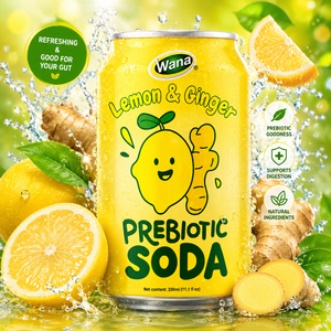 Soda prébiotique au citron et au gingembre en gros, canette 330ml, boisson fonctionnelle, OEM ODM, directement de l'usine, bon prix du Vietnam - Product Image 2