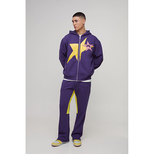 Chándales Casuales de Invierno para Hombre, Personalizados, Extra Grandes, con Capucha y Cordón, Estampado de Osito Malvado, Apliques, Transpirables, 100% Algodón - Product Image 1