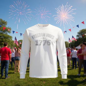 Freedom Vibes 4 juillet USA Drapeau américain Lunettes de soleil Débardeur T-shirt à manches longues-T-shirts promotionnels - Product Image 3