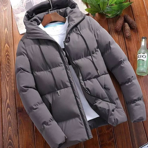 Customize Winter 2026 Canvas Stand Collar Puffer Cotton Filled Front <b>Logo</b> Jacket for Men - Product Image 4