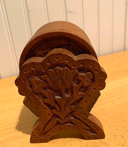 Hand Carved <b>Wood</b> <b>Coaster</b> Set Boho Floral Drink <b>Coasters</b> for Bar Cart Decor and Table Protection - Product Image 1