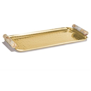 Plat de service rectangulaire en métal artisanal pour la décoration et le service des aliments lors de mariages, fêtes et traiteurs - Product Image 1