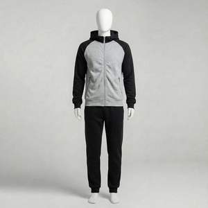 Ensemble survêtement jogging en coton gris vintage surdimensionné respirant avec logo personnalisé pour homme, streetwear - Product Image 6