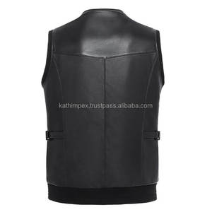 Chaleco de Cuero Transpirable Informal de Verano de Alta Calidad para Hombre, Sin Mangas, con Cierre, Cuello en V, Hebillas Laterales, Bolsillos Funcionales, para Motociclistas - Product Image 3