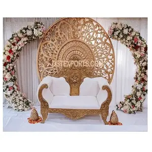 Traditional Style Round Frame For Stage Decor Indian Style Roka Ceremony Backdrop Frame Royal Wedding Gold Round Frame Decor