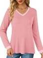 Camiseta Corta de Manga Larga con Hombros Caídos para Mujer, Camiseta Extra Grande Personalizada al por Mayor, Rosa - Product Image 5