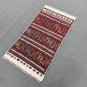 Alfombra Turca, Alfombra Pequeña de 2.3x4.4 pies, Alfombra de Lana Kilim Roja y Azul - Product Image 2