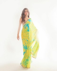 Saree en georgette imprimé de meilleure qualité de fabricant indien, saris grande taille pour femmes, vêtements indiens décontractés - Product Image 6