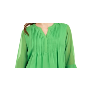 Blusa de Gasa Verde con Doble Volante y Pliegues para Mujer, Talla XL, de Charter Club - Product Image 2
