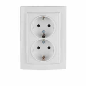 Prise de courant électrique double murale moderne blanche 16A 220V IP22 avec mise à la terre en plastique ABS cuivre prise encastrée standard ue royaume-uni - Product Image 1