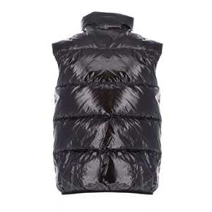 Blouson bombardier sans manches à col montant en toile enduite de haute qualité pour hommes avec logo avant à coupe ample - Product Image 2