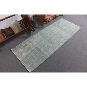 พรมตุรกีวินเทจ ขนาด 2.3x6.1 ฟุต พรมขนสัตว์สีเขียวลายปะติด - Product Image 2