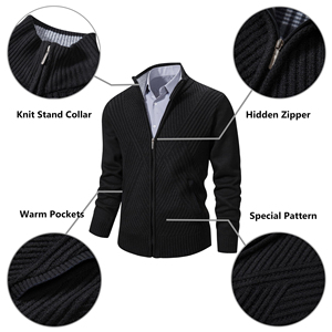 Personnalisé hommes 100% coton Cardigan manteau automne hiver à la mode mince confortable chaud pull pull tricoté pour hommes - Product Image 2