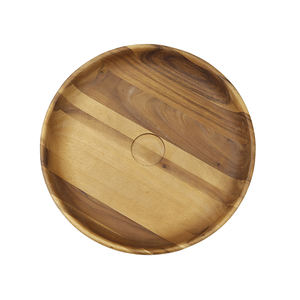 Grand plateau ottoman circulaire en bois |   Planche à fromage et plateau de service en bois naturel durable |   Plateau de cuisine multifonctionnel - Product Image 1