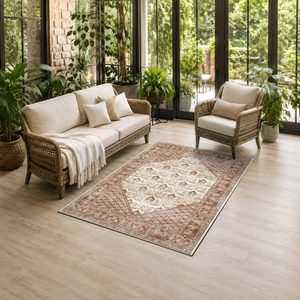 RUGS DEPOT LXDP-0057 Wholesale Terracotta Gold Vintage Oriental Digital Printed Machine Washable Chenille Area Rug Non <b>Slip</b> - Product Image 6