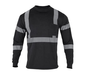 เสื้อยืดสะท้อนแสงสำหรับผู้ชาย ANSI Class 3 สีส้ม เสื้อทำงานแขนยาวโพลีเอสเตอร์แบบมองเห็นได้ชัดเจนสำหรับงานก่อสร้างและงานถนน - Product Image 2