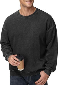 Sweat-shirt oversize style vintage streetwear délavé à l'acide pour homme en molleton de coton – Collection Hiver - Product Image 3