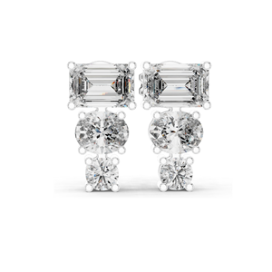 Boucles d'oreilles en diamant CVD de laboratoire 0,22 CT VVS-VS-EF, taille brillant rond et taille émeraude, or 10KT, 14KT, 18KT et argent 925, rose - Product Image 4