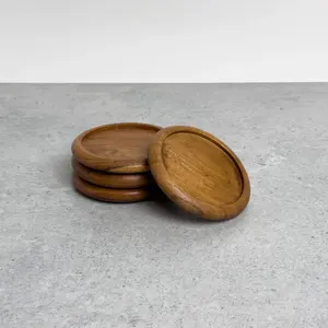 Venta caliente Posavasos de madera natural Diseño de rayas cuadradas Almohadilla de corcho de piedra de nogal de alta calidad - Product Image 2