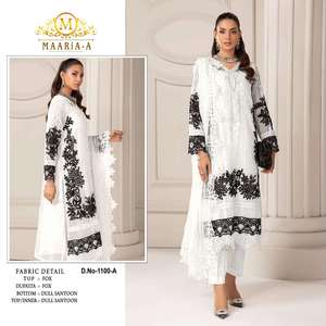 Vêtements ethniques indiens pakistanais Georgette de renard lourd avec multi-fils et Jari avec broderie séquentielle + travail à la main Khatli - Product Image 3