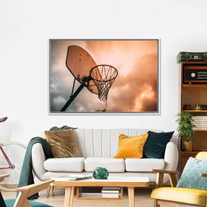 Impression sur toile de panier de basket-ball : décoration murale pour chambre de garçon, toile encadrée blanche - Product Image 1