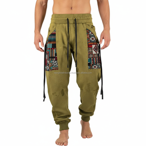 Pantalones Harem de Lona para Hombre, Estilo Urbano, Cintura Media, con Parches, Transpirables, Ligeros, con Logotipo Personalizado, Estilo Hippie - Product Image 1