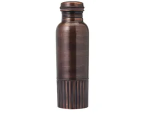 Stripe Bottom Pure Copper Metal Water Bottle Amazing For Improving The Overall Health Of An Individual Perfect For Gifting
