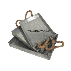 Rectangle Shape <b>Table</b> Top Galvanized Serving <b>Tray</b> Handmade Hot Selling Designer Luxury Dinnerware Wholesale Metal Serving <b>Tray</b> - Product Image 4