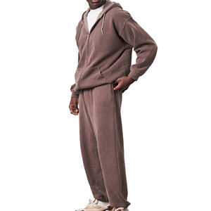 Meilleure vente Ensemble survêtement personnalisé en coton 100% respirant et lourd, lavage à l'acide, sweat-shirt et pantalon de survêtement 2 pièces pour hommes, hiver - Product Image 3