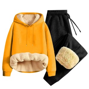 Conjunto de Sudadera con Capucha de Terciopelo de Cordero Grueso para Hombre, Invierno, Casual, 100% Algodón, Talla Grande, Combinación de Sudadera y Chaqueta Acolchada Cómoda - Product Image 2