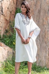 Conjunto de 2 piezas de algodón con manga de tres cuartos, bordado traje de noche para el hogar, venta al por mayor - Product Image 4