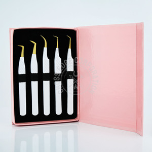 แหนบปลายไฟเบอร์พรีเมียม รุ่นโค้งคลาสสิค 45 °   แหนบต่อขนตาแบบ Boot Volume ด้ามจับเพชร กันลื่น - Product Image 4