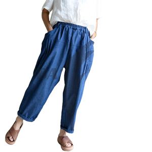 Jean en denim tendance 2026 pour femme, coupe ample et décontractée, style baggy et boxy, personnalisable, qualité supérieure, 100 % coton, écologique, avec logo - Product Image 1