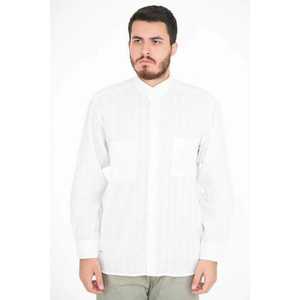 Camisa Casual de Hombre con Cuello Mao, 100% Algodón, Cierre de un Botón, Estilo Esmoquin, con Patrón de Rayas Oxford en Tejido - Product Image 1