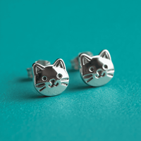 Boucles d'oreilles à clous tendance personnalisées pour les amoureux des animaux, chat, logo de Noël, bijoux S999 OEM ODM
