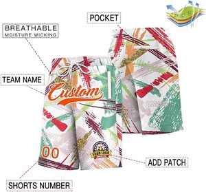Pantalones cortos de baloncesto con bolsillos laterales de secado rápido transpirable de malla de poliéster con diseño de sublimación de logotipo personalizado de alta calidad - Product Image 2