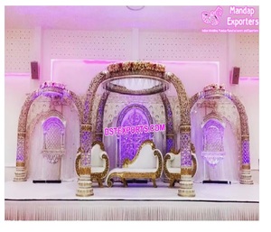 Juego de Sofás de Madera de Lujo Estilo Maharajá para Bodas, Decoración Canadiense para Bodas y Eventos Musulmanes en Australia - Product Image 5