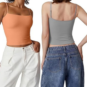 Camiseta sin mangas para mujer, camisetas sin mangas a la moda para mujer, camisetas sin mangas de Color puro de gran oferta de verano, ropa superior - Product Image 5