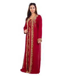 Robe marocaine islamique caftan plage fantaisie moderne étage longueur manches longues pour les femmes - Product Image 1