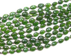 ลูกปัดโครเมี่ยมไดออพไซด์ทรงรีลูกปัดอัญมณีสีเขียวธรรมชาติสำหรับทำเครื่องประดับขนาด4x6มม. ถึง6x9มม. ยาว10ฟุต - Product Image 2
