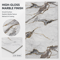 Panneau mural en PVC brillant MORLENX gris brun veiné or, imitation marbre UV, pour la décoration intérieure d'hôtels et de villas